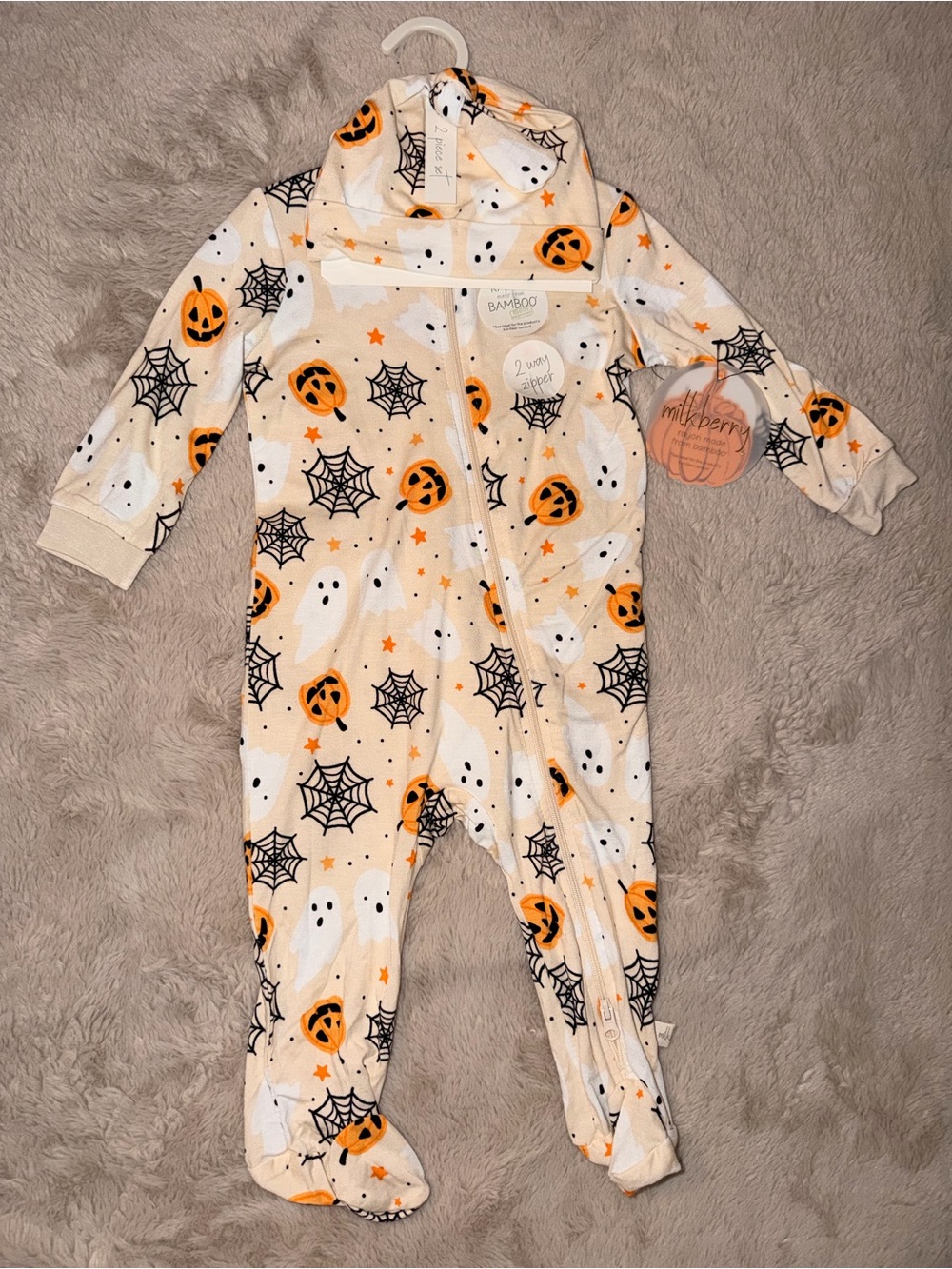 NWT Milkberry 2 piece set 2 way zip footie pajama soft bamboo
